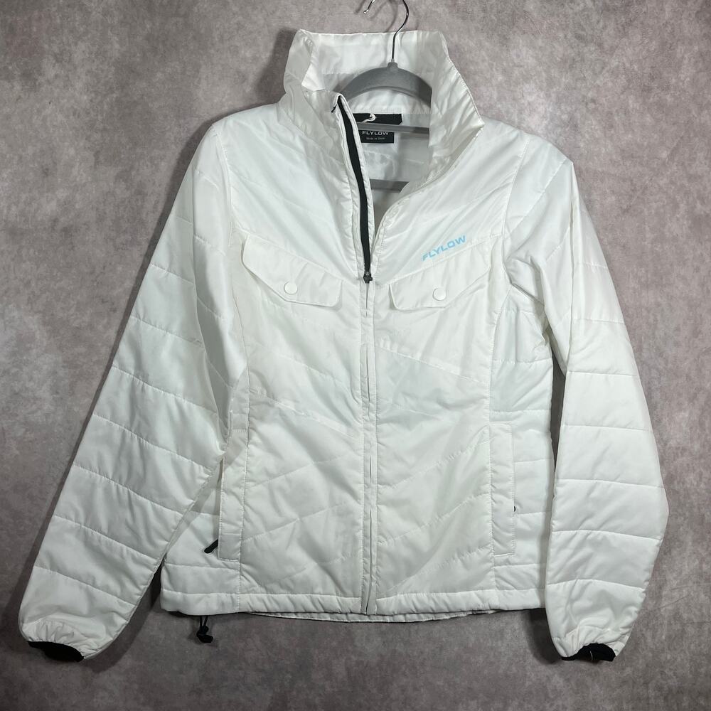 Flylow Piper Jacket Women Medium White Quarter Zip Puffer Insulated Pullover Ski